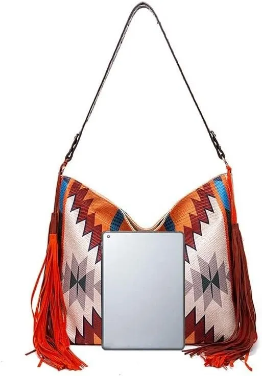 Large Capacity Purses Retro Shoulder Handmade Ethnic Travel Handbags Women's Canvas Tassel Tote