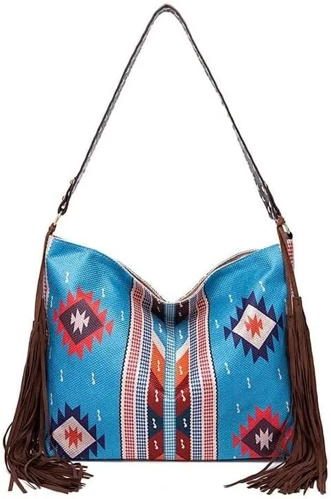 Large Capacity Purses Retro Shoulder Handmade Ethnic Travel Handbags Women's Canvas Tassel Tote