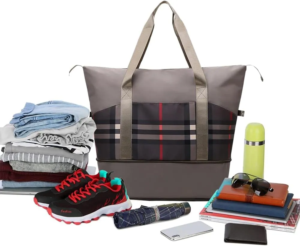 Large Capacity Travel Luggage Bag, Women's Tote Bag to Carry Airplane Fits Under Seat, Men's Short Business Carry-on Sports Gym Dry and Wet Separation Bag