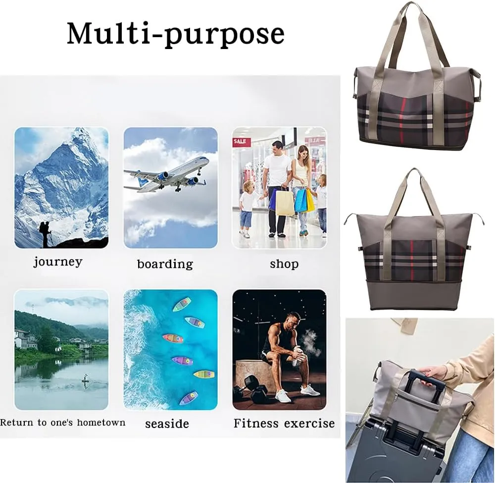 Large Capacity Travel Luggage Bag, Women's Tote Bag to Carry Airplane Fits Under Seat, Men's Short Business Carry-on Sports Gym Dry and Wet Separation Bag