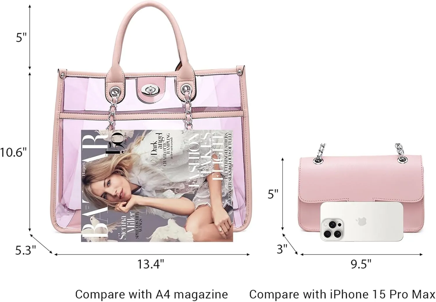 Large Clear Tote Bag Stadium Approved Women Clear Purse for Stadium Events Crossbody 2 in 1 Shoulder Work Bag