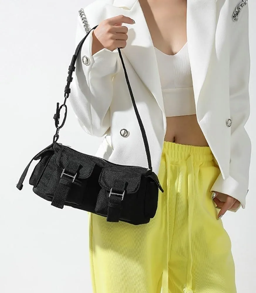 Large Nylon Hobo Tote with Multi Pockets Shoulder & Crossbody Messenger Top-Handle Handbag Purse for Women