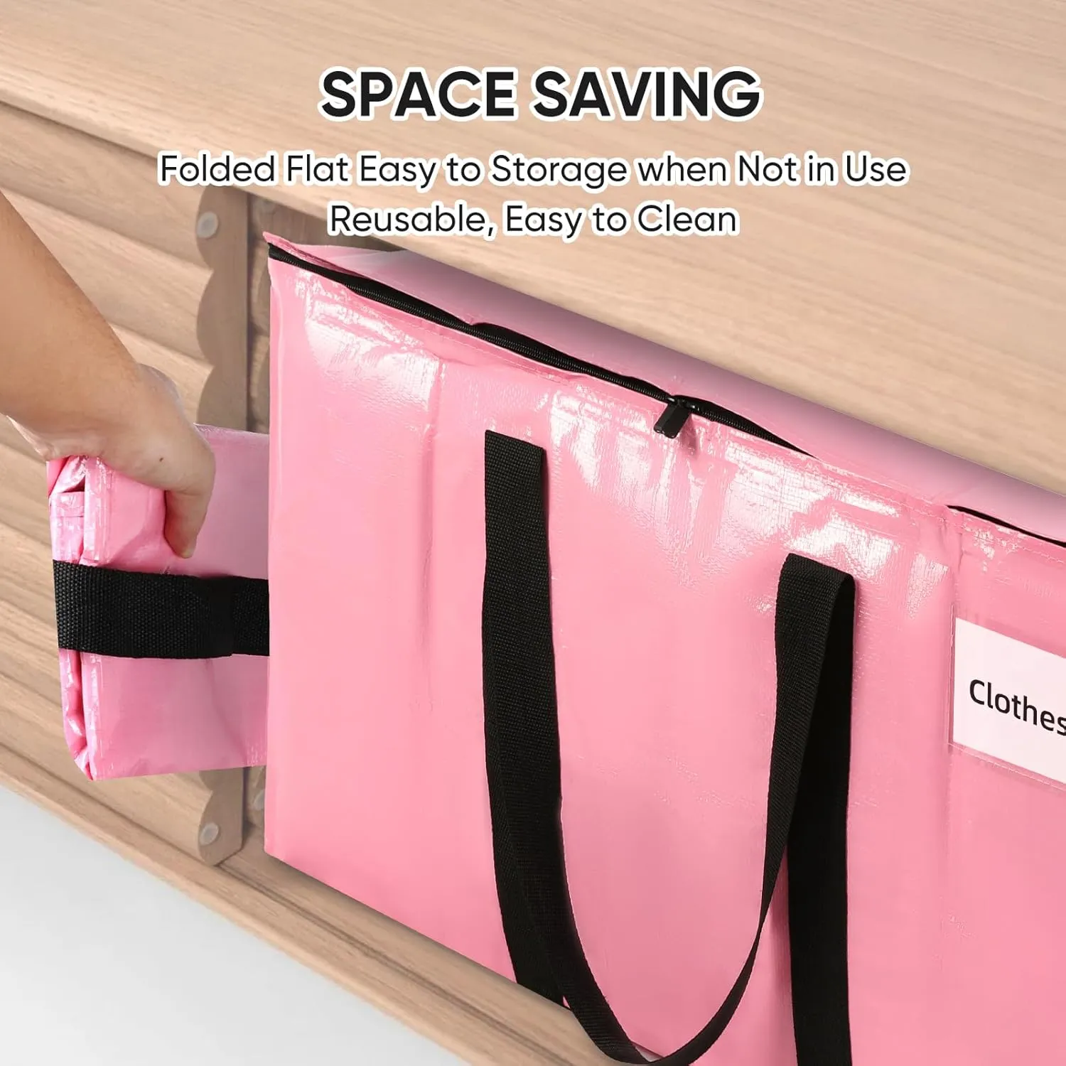 Large Packing Bags for Moving, 4 Pack Moving Bags Heavy Duty with Zippers & Handles, Reusable Storage Totes for Clothes Bedding Laundry Travel Thick Material Alternative to Packing Box, Pink