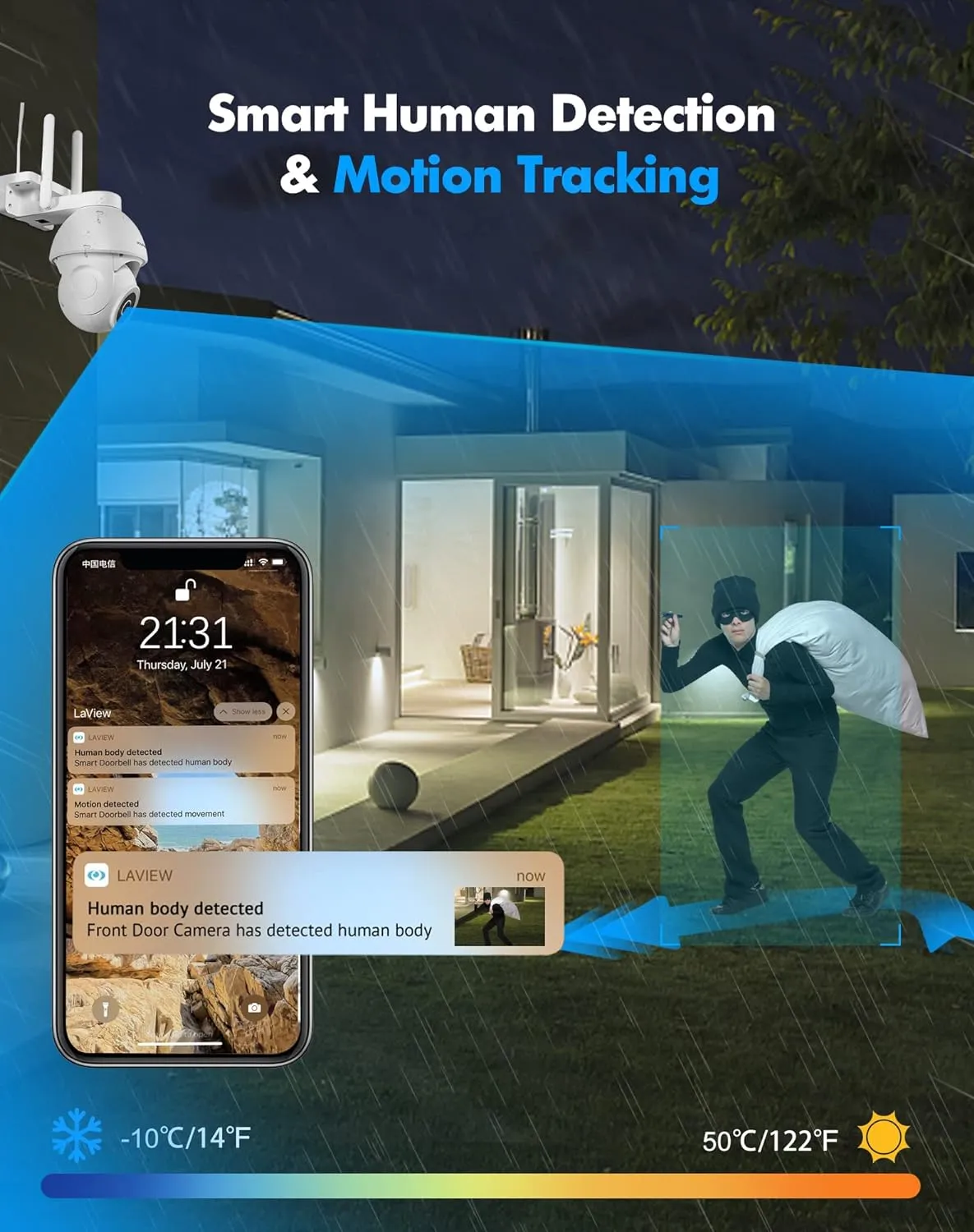LaView 4MP 5G& 2.4GHz WiFi Security Camera Outdoor Wired Starlight Color Night Vision, 2K Cameras for Home Security AI Human Detection & Auto Tracking,IP65 2-Way Audio,US Cloud, Compatible with Alexa