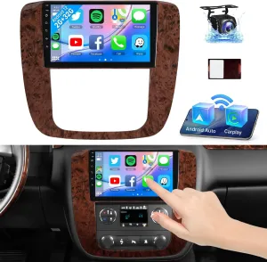 Leadfan Android Car Stereo Radio for GMC Yukon Chevrolet Chevy Silverado Tahoe Suburban 2007-2012 with Wireless Carplay Android Auto 9" Touch Screen In-Dash GPS Navigation WIFI Bluetooth Backup Camera