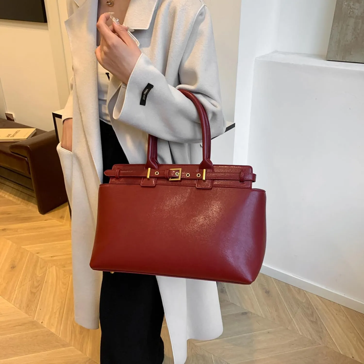 Leather Tote Handbags for Women - Large Top Handle Satchel Bags Casual Work Dating Shoulder Purses