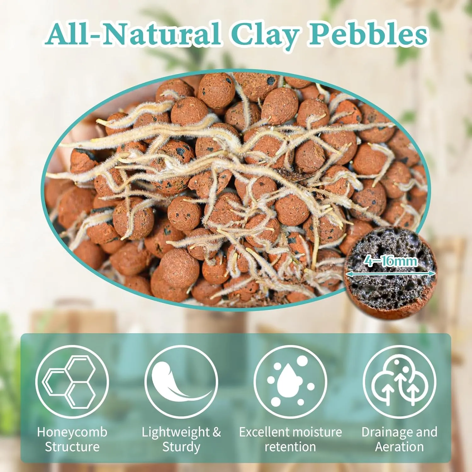Legigo 15 LBS Organic Expanded Clay Pebbles, 4mm -16mm Light Expanded Clay Aggregate, Natural Clay Pebbles for Hydroponic & Aquaponics Growing, Orchid Potting Mix, Dutch Buckets, Drainage