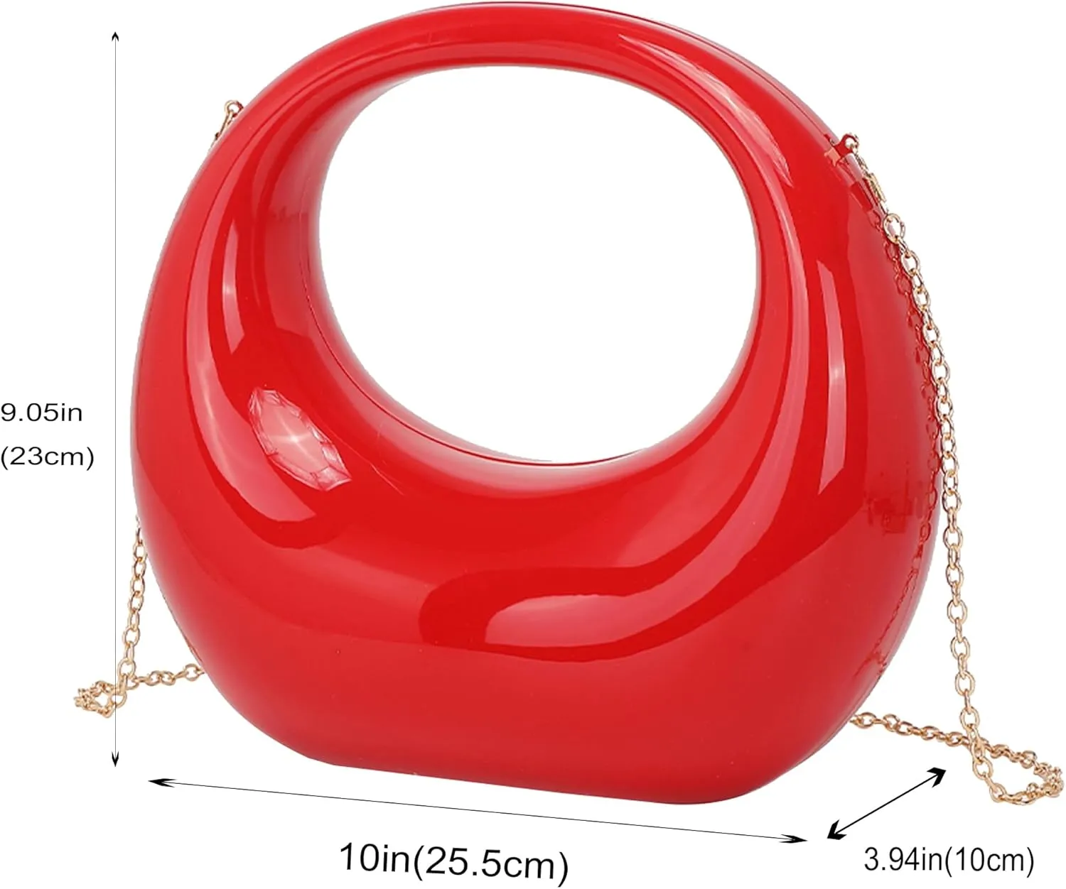 LETODE Acrylic Clutch Purses for Women Evening Handbag Top-handle Moon Hobo Bag