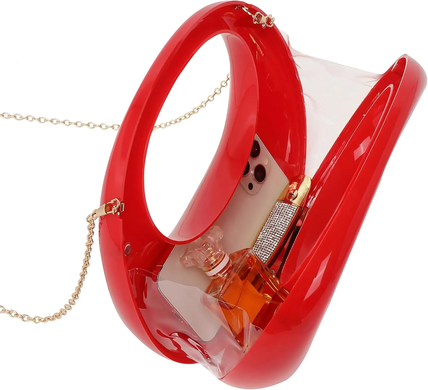 LETODE Acrylic Clutch Purses for Women Evening Handbag Top-handle Moon Hobo Bag