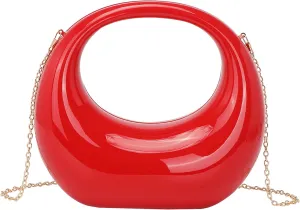 LETODE Acrylic Clutch Purses for Women Evening Handbag Top-handle Moon Hobo Bag