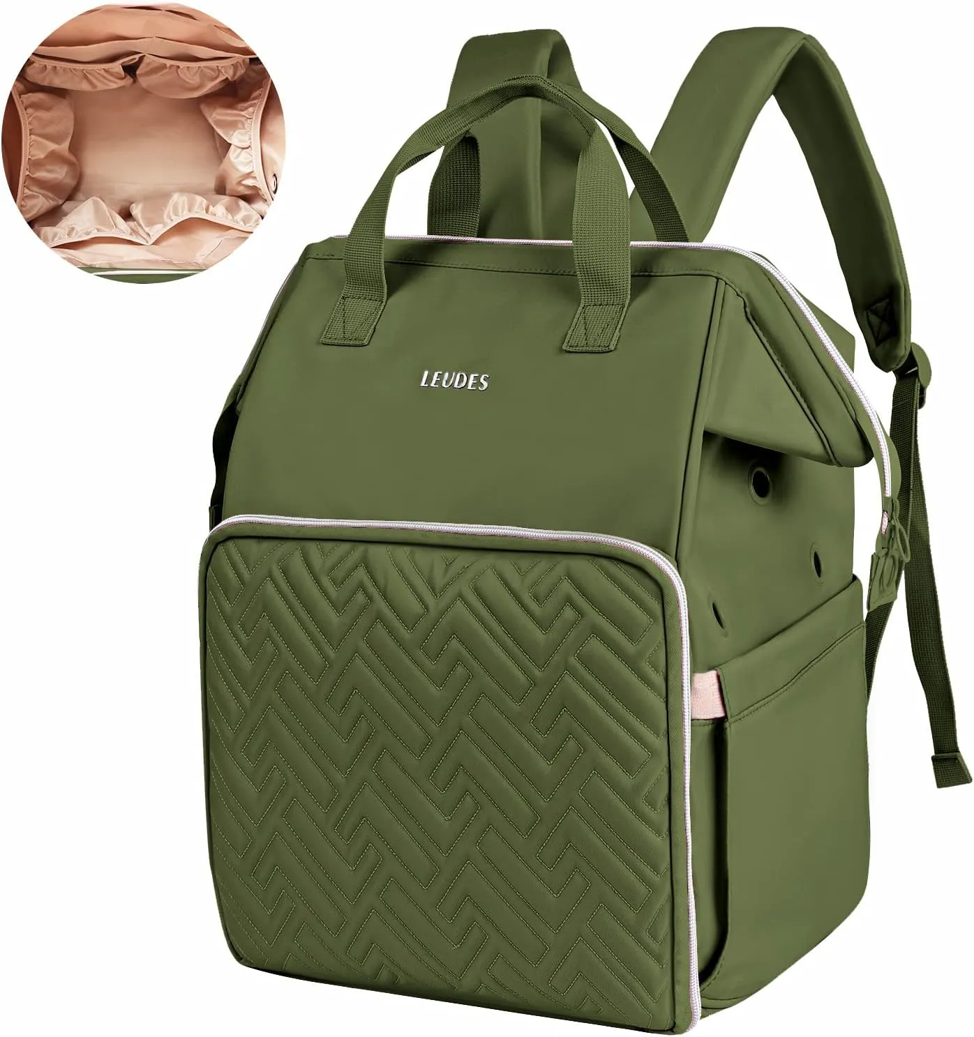 Leudes Knitting Bag Backpack, Yarn Storage Organizer Large Crochet Bag Tote Christmas Gift Yarn Holder Case for Carrying Projects, Knitting Needles (Army Green)