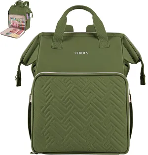 Leudes Knitting Bag Backpack, Yarn Storage Organizer Large Crochet Bag Tote Christmas Gift Yarn Holder Case for Carrying Projects, Knitting Needles (Army Green)