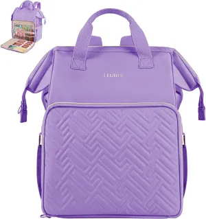 Leudes Knitting Bag Backpack, Yarn Storage Organizer Large Crochet Bag Tote Christmas Gift Yarn Holder Case for Carrying Projects, Knitting Needles (Purple)