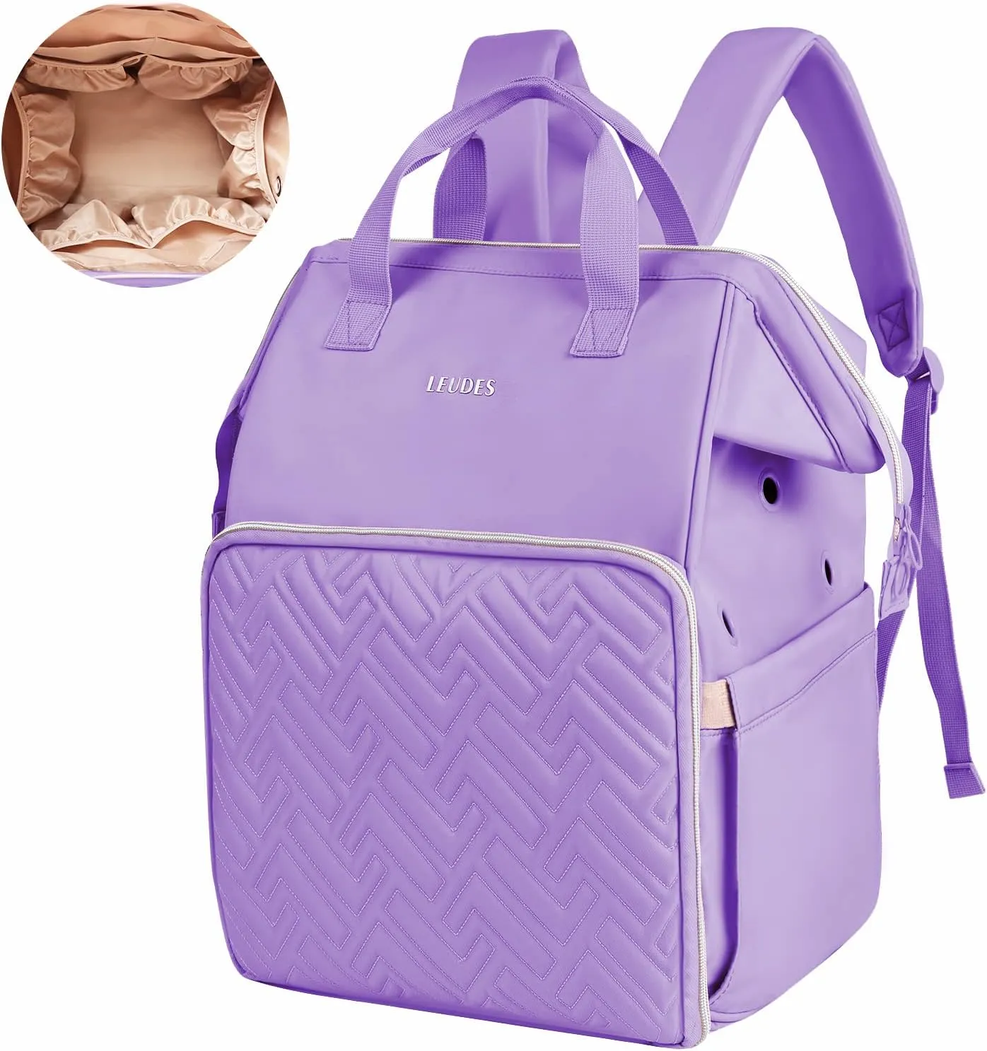 Leudes Knitting Bag Backpack, Yarn Storage Organizer Large Crochet Bag Tote Christmas Gift Yarn Holder Case for Carrying Projects, Knitting Needles (Purple)