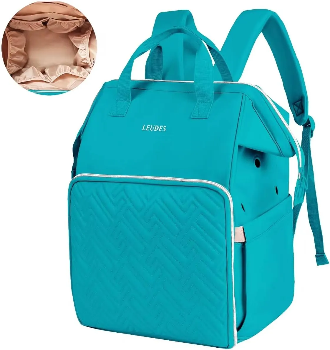 Leudes Knitting Bag Backpack, Yarn Storage Organizer Large Crochet Bag Tote Christmas Gift Yarn Holder Case for Carrying Projects, Knitting Needles (Turquoise)
