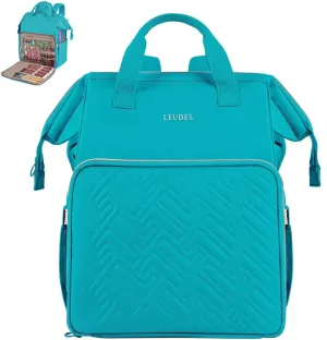 Leudes Knitting Bag Backpack, Yarn Storage Organizer Large Crochet Bag Tote Christmas Gift Yarn Holder Case for Carrying Projects, Knitting Needles (Turquoise)