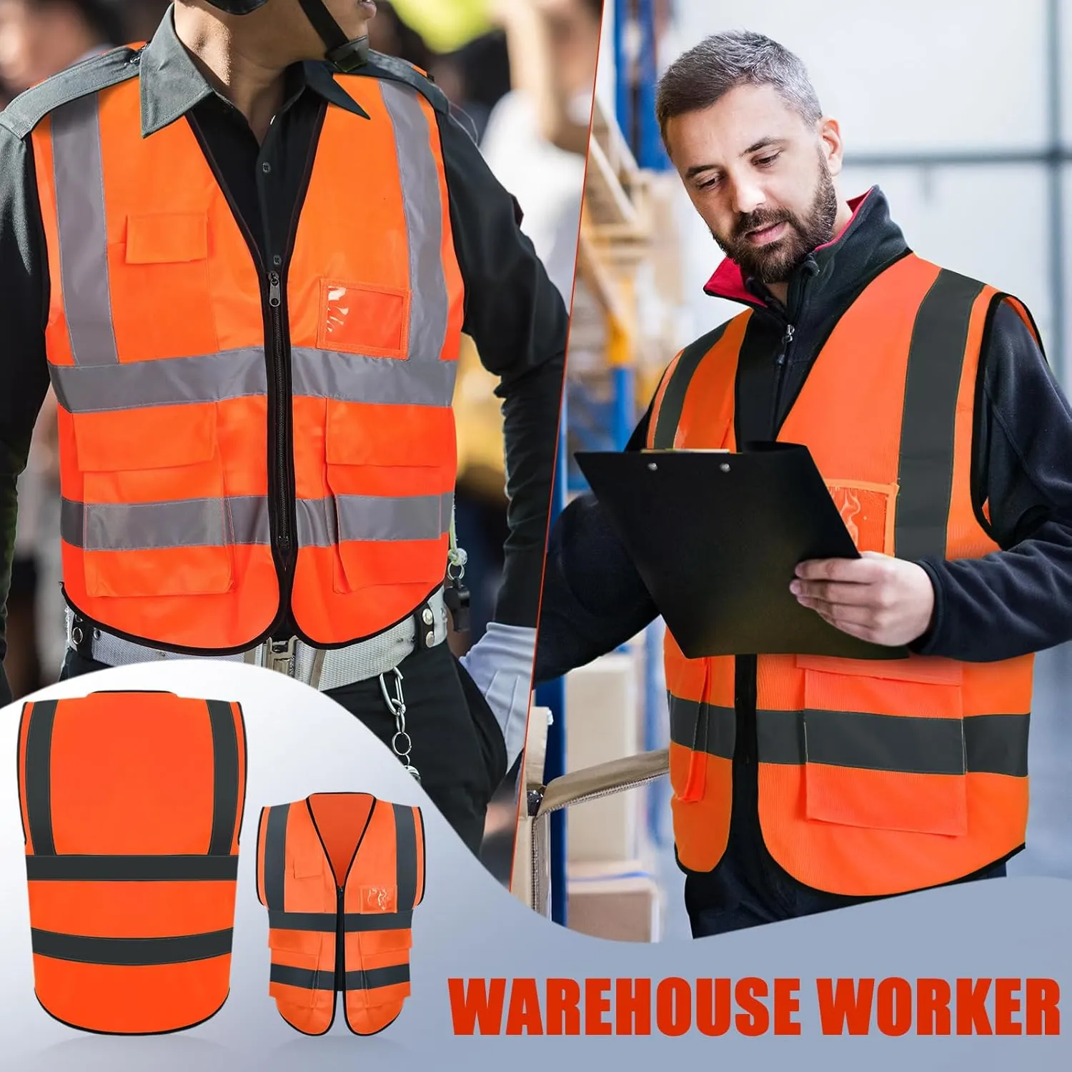 Leumoi 30 Pack Reflective Safety Vest with Pockets and Zipper High Visibility Vest for Women Men Work