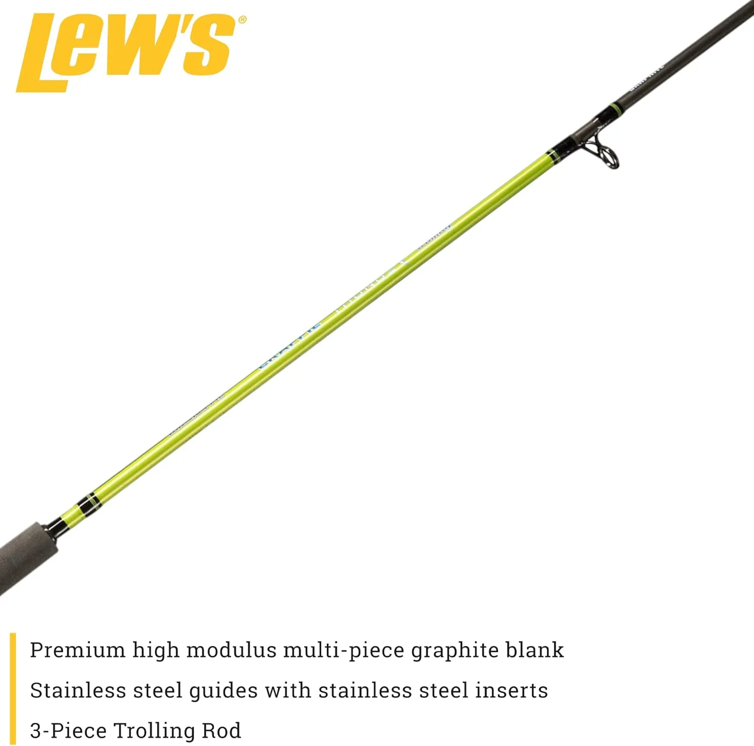 Lew's Crappie Thunder Custom Troller Fishing Rod, 2-Piece Fishing Rod, Light Power, Fast Action, High Modulus Multi-Piece Graphite Blank, EVA Foam Handle, Crappie Thunder Green