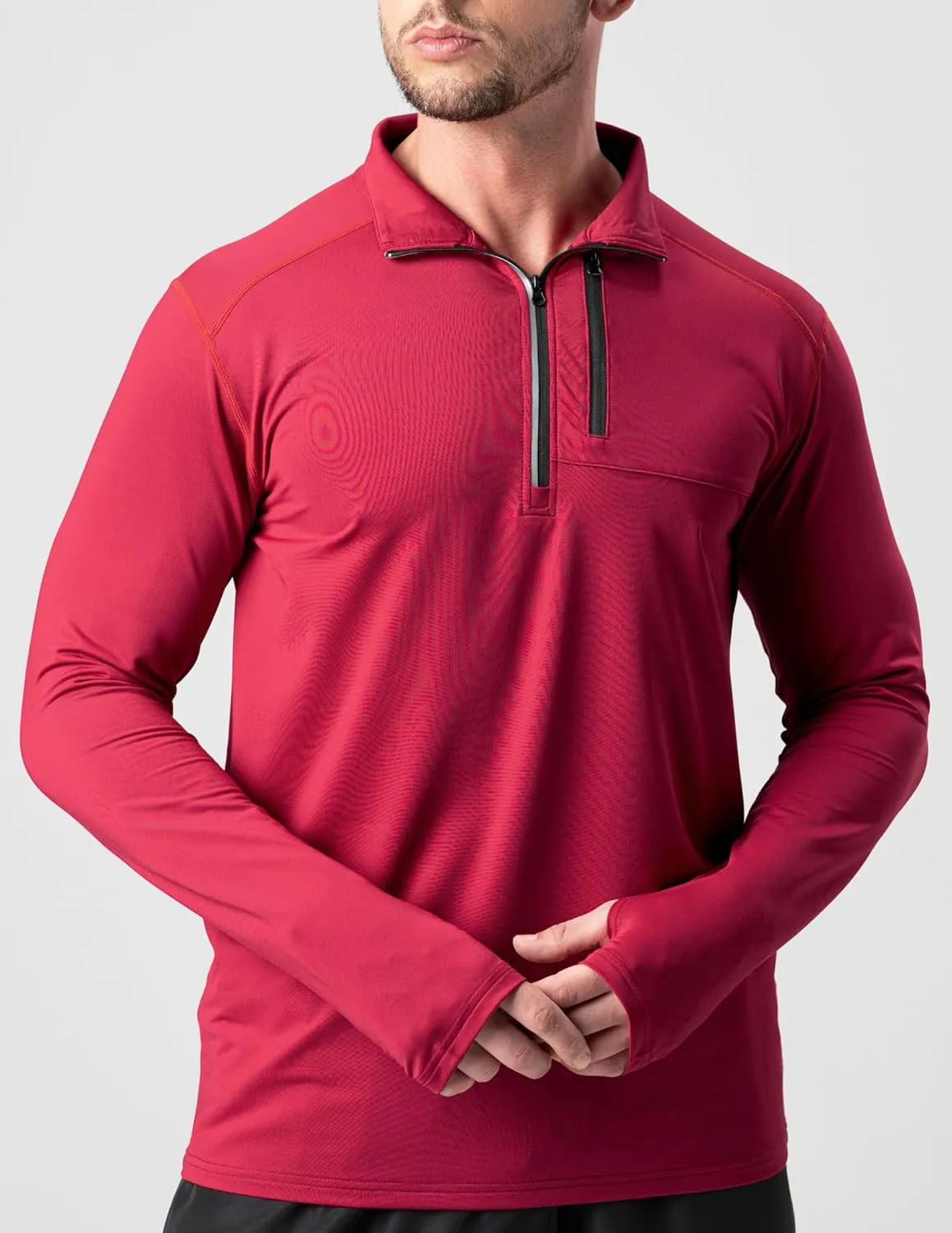Liberty Imports 3-Pack Men’s Quarter-Zip Pullover Lightweight Long Sleeve Athletic Jackets Performance Workout Running Shirts