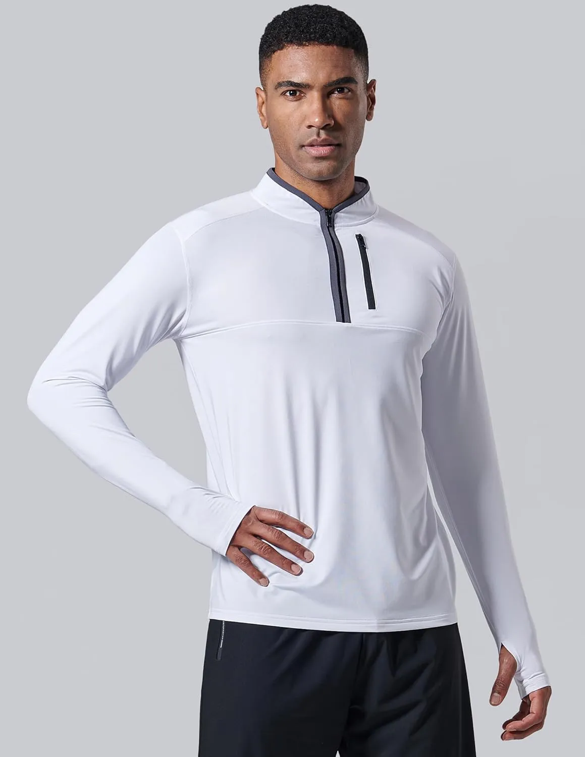 Liberty Imports 3-Pack Men’s Quarter-Zip Pullover Lightweight Long Sleeve Athletic Jackets Performance Workout Running Shirts