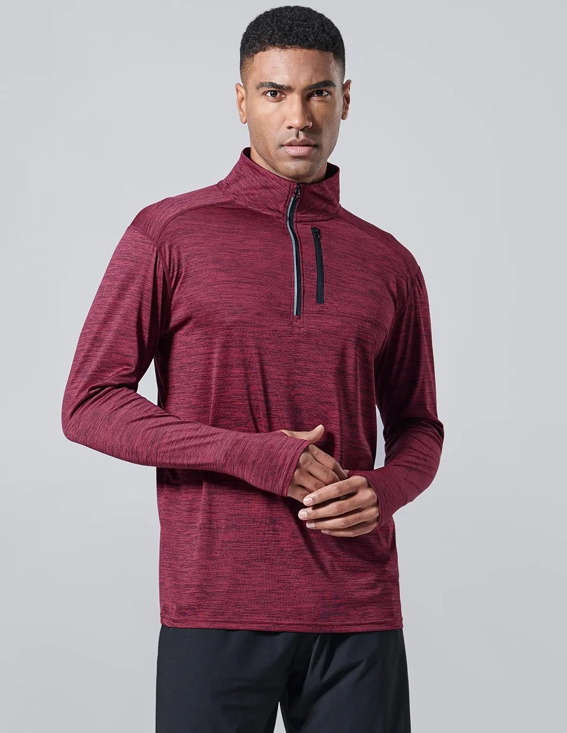 Liberty Imports 3-Pack Men’s Quarter-Zip Pullover Lightweight Long Sleeve Athletic Jackets Performance Workout Running Shirts