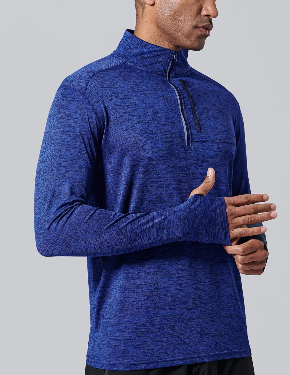 Liberty Imports 3-Pack Men’s Quarter-Zip Pullover Lightweight Long Sleeve Athletic Jackets Performance Workout Running Shirts