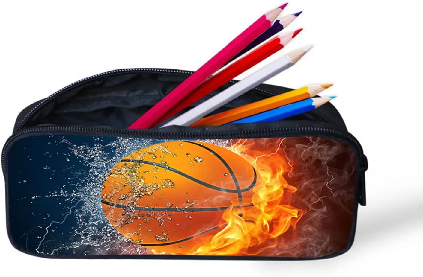 Lightweight Backpack for Girls/Boys School Bag with Lunch Bag, Pencil Case 3 in 1(Basketball)
