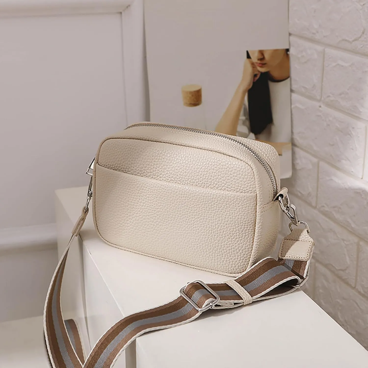 Lightweight Daypack for Hiking Travel Trendy Female Bags 2023 New Foreign Trade Solid Color PU Crossbody Bag