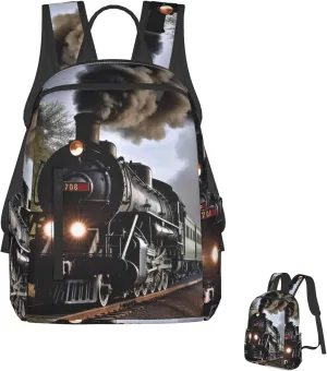 Lightweight Hiking Backpack Casual Laptop Backpack for Men Women Steam Train Bookbag Travel Daypack