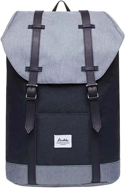 Lightweight Outdoor Backpack, KAUKKO Travel Casual Rucksack Laptop Daypack for 15"(6-4-BLACK Grey)