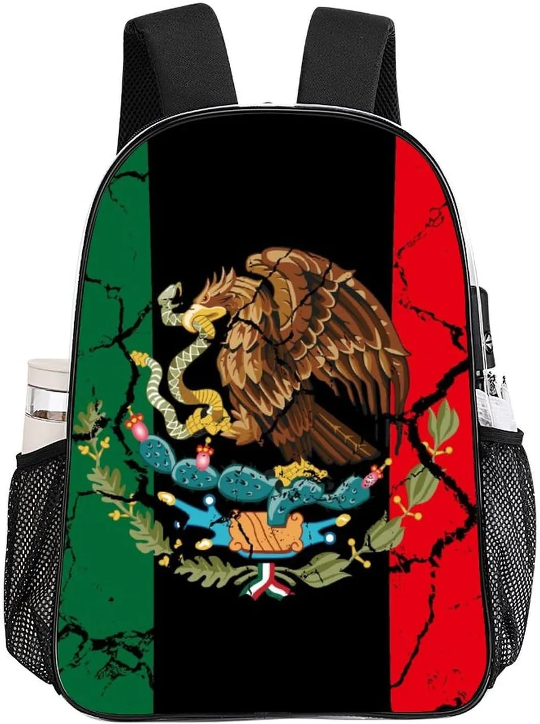Lightweight Rucksack for Sports Travel Running - Big Capacity Multipurpose Transparent Bookbag, Black Mexico Flag Crack Art Travel and Sport Backpack Rucksack