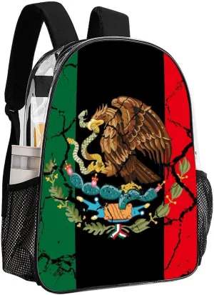 Lightweight Rucksack for Sports Travel Running - Big Capacity Multipurpose Transparent Bookbag, Black Mexico Flag Crack Art Travel and Sport Backpack Rucksack
