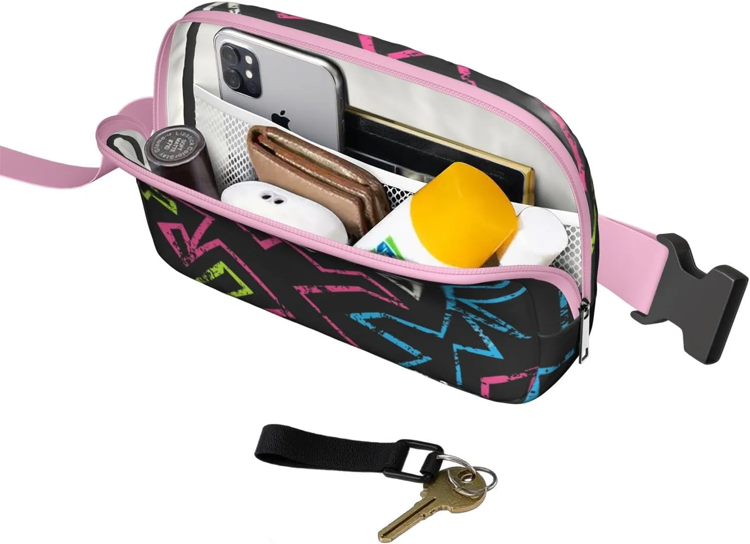 Lightweight Zipper Fanny Pack for Women – Water-Repellent Mini Everywhere Crossbody with Adjustable StrapFashion Pattern Belt Bag for Teen Girls Cute Trendy Stuff Travel Essentials waist bag.