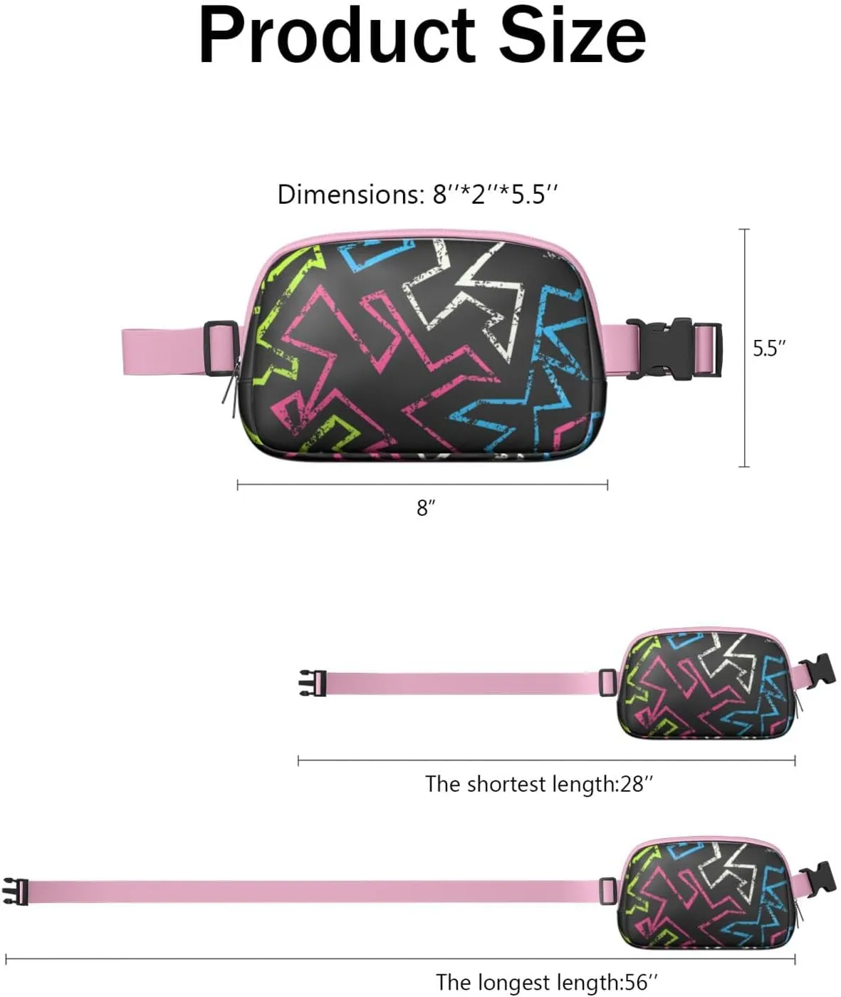Lightweight Zipper Fanny Pack for Women – Water-Repellent Mini Everywhere Crossbody with Adjustable StrapFashion Pattern Belt Bag for Teen Girls Cute Trendy Stuff Travel Essentials waist bag.