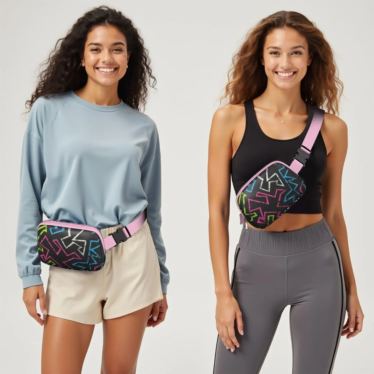Lightweight Zipper Fanny Pack for Women – Water-Repellent Mini Everywhere Crossbody with Adjustable StrapFashion Pattern Belt Bag for Teen Girls Cute Trendy Stuff Travel Essentials waist bag.