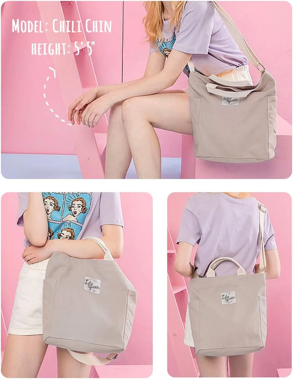 Lily queen Women Canvas Tote Handbags Casual Shoulder Work Bag Crossbody