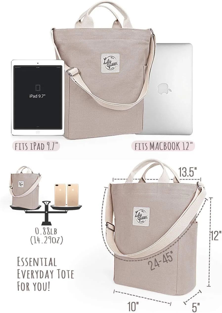 Lily queen Women Canvas Tote Handbags Casual Shoulder Work Bag Crossbody