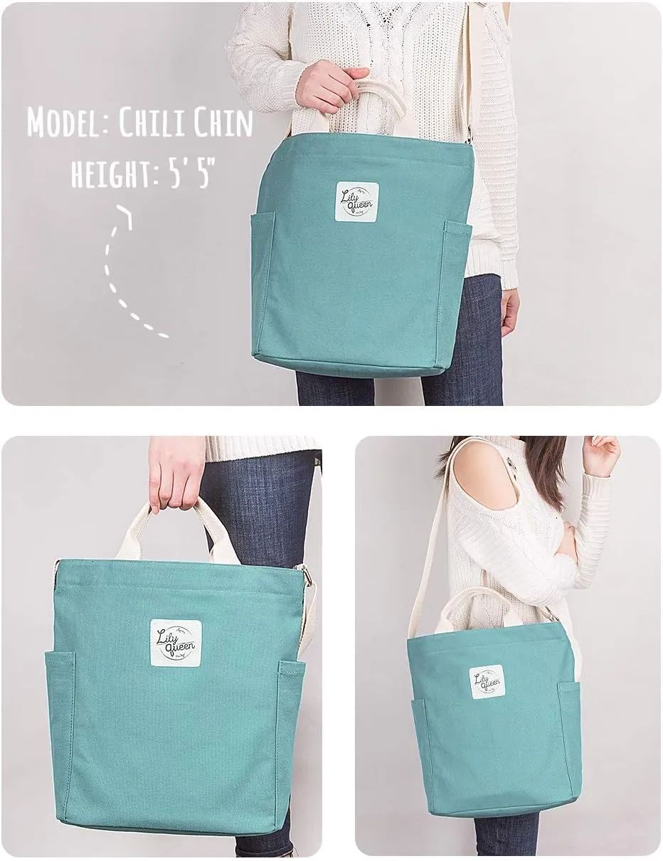 Lily queen Women Canvas Tote Handbags Casual Shoulder Work Bag Crossbody