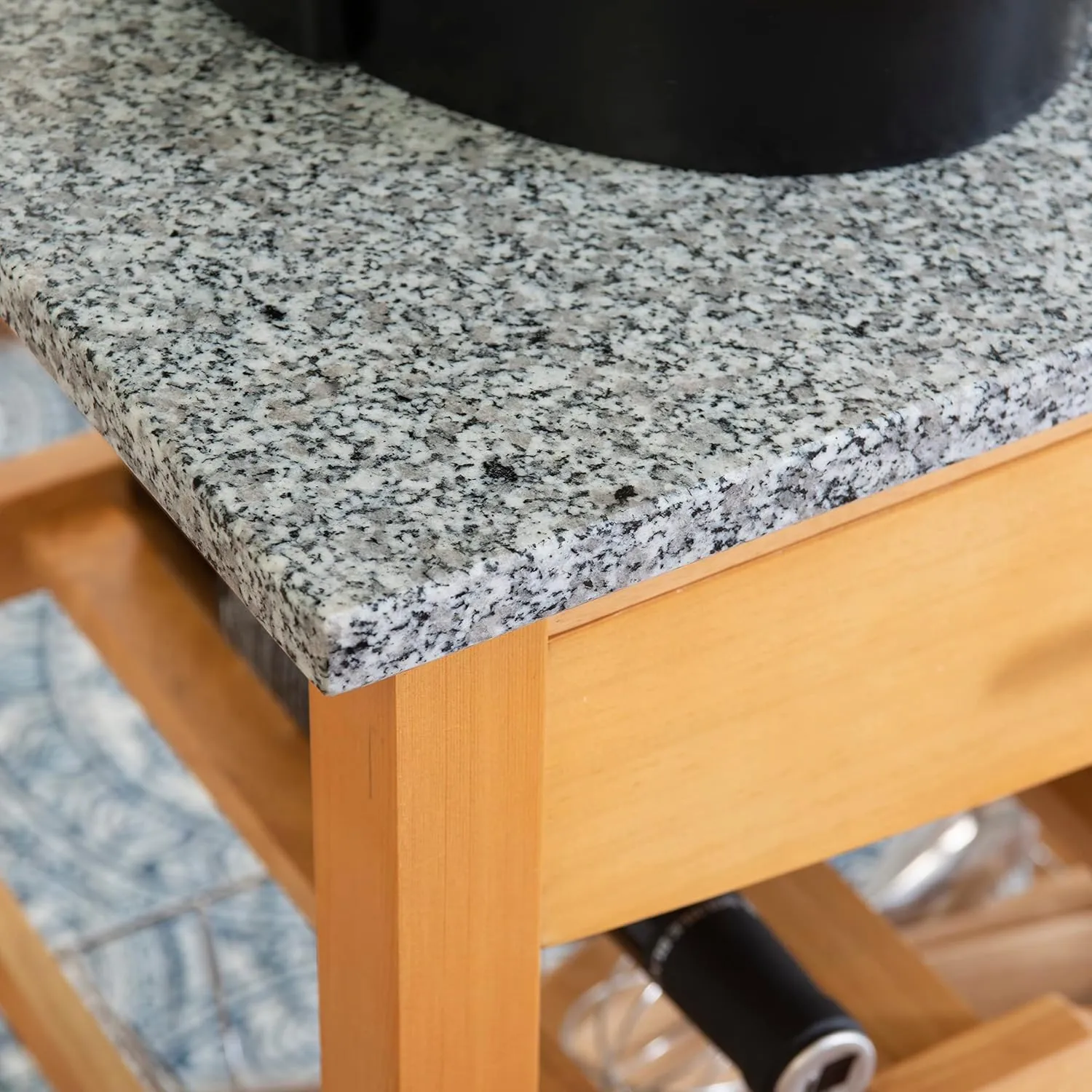 Linon Kitchen Island Granite Top, 33.88" x 22.8" x 15.63", Natural