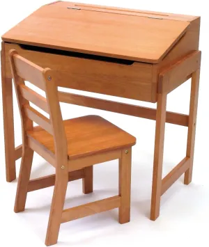 Lipper International Child's Slanted Top Desk & Chair, Pecan Finish