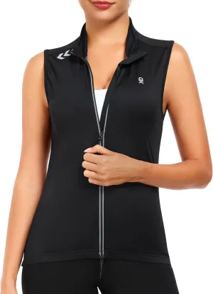 Little Donkey Andy Women's Breathable Cycling Vests full Zip Reflective Sleeveless Jerseys Running Biking Shirts 4 Pockets