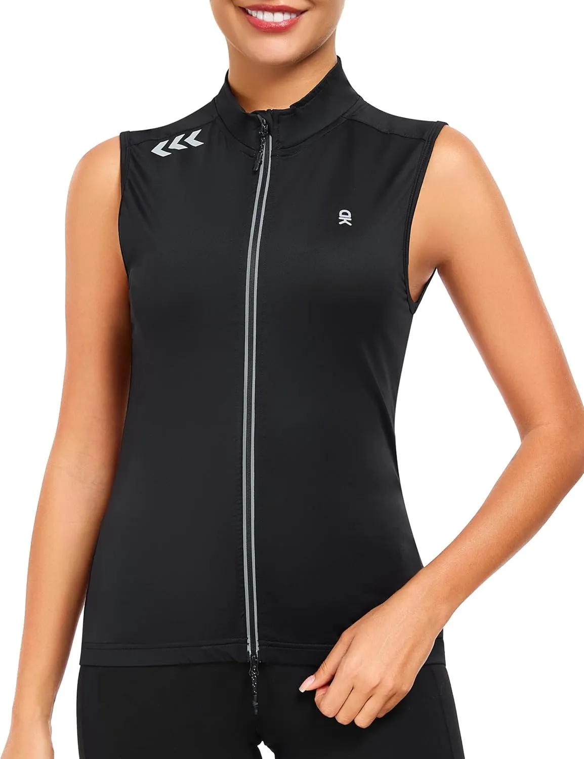 Little Donkey Andy Women's Breathable Cycling Vests full Zip Reflective Sleeveless Jerseys Running Biking Shirts 4 Pockets