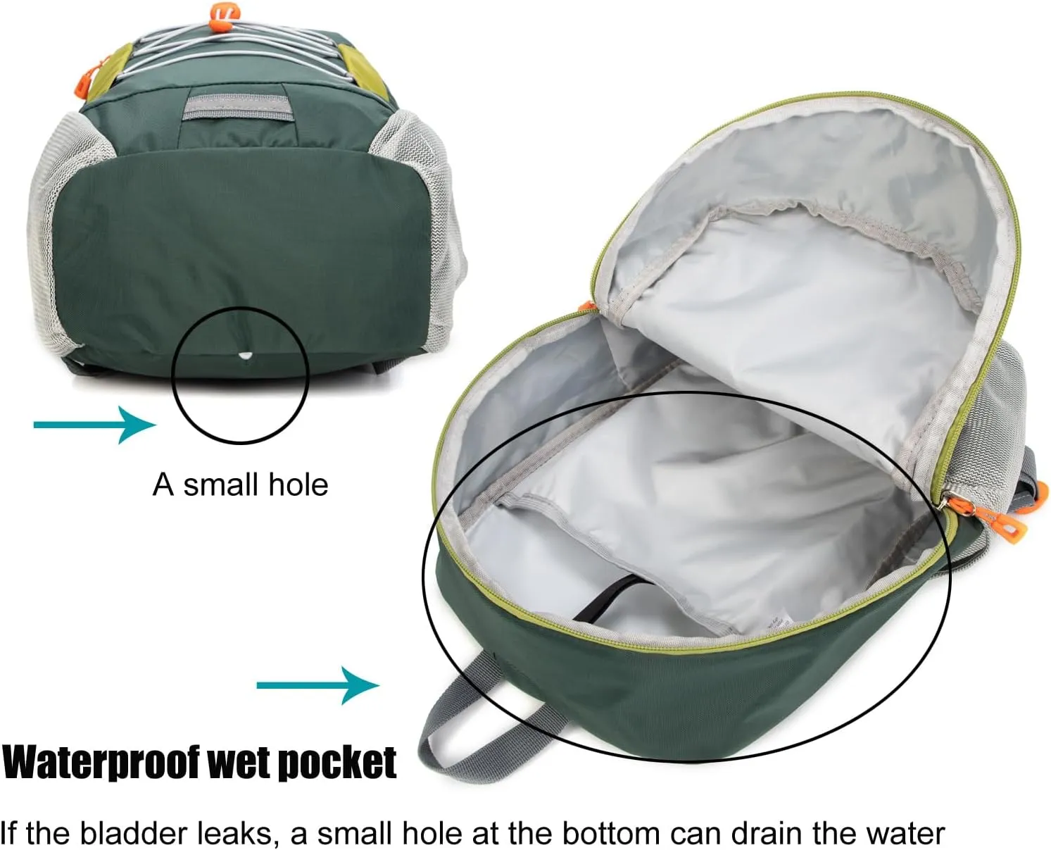 Little Kids Hiking Backpack for Boys or Girls, Small Daypack for Camping or Travel (Green, Medium)