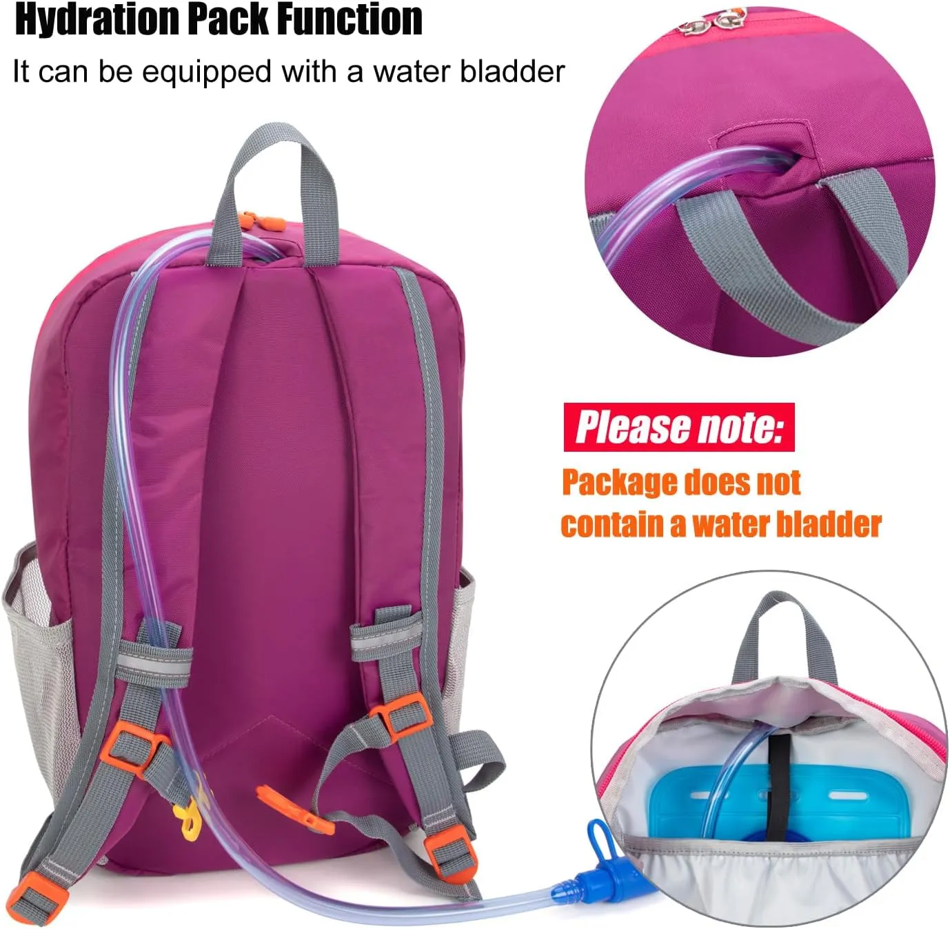 Little Kids Hiking Backpack for Boys or Girls, Small Daypack for Camping or Travel (Purple, Small)