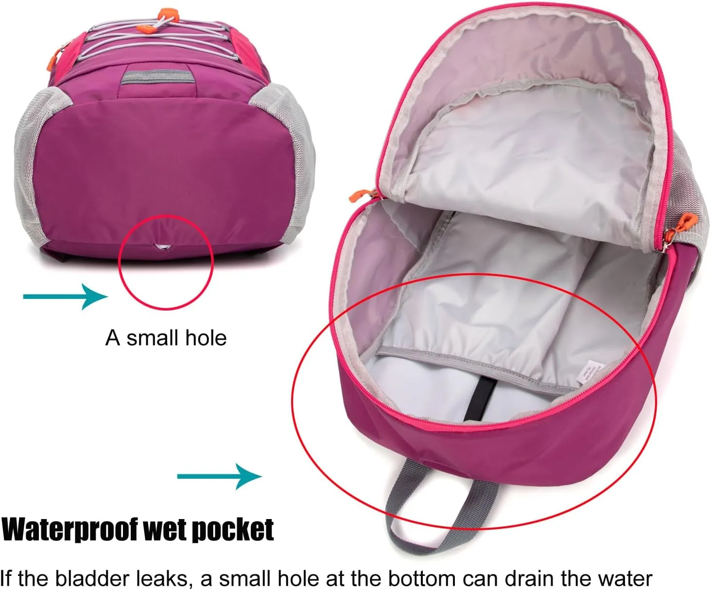Little Kids Hiking Backpack for Boys or Girls, Small Daypack for Camping or Travel (Purple, Small)