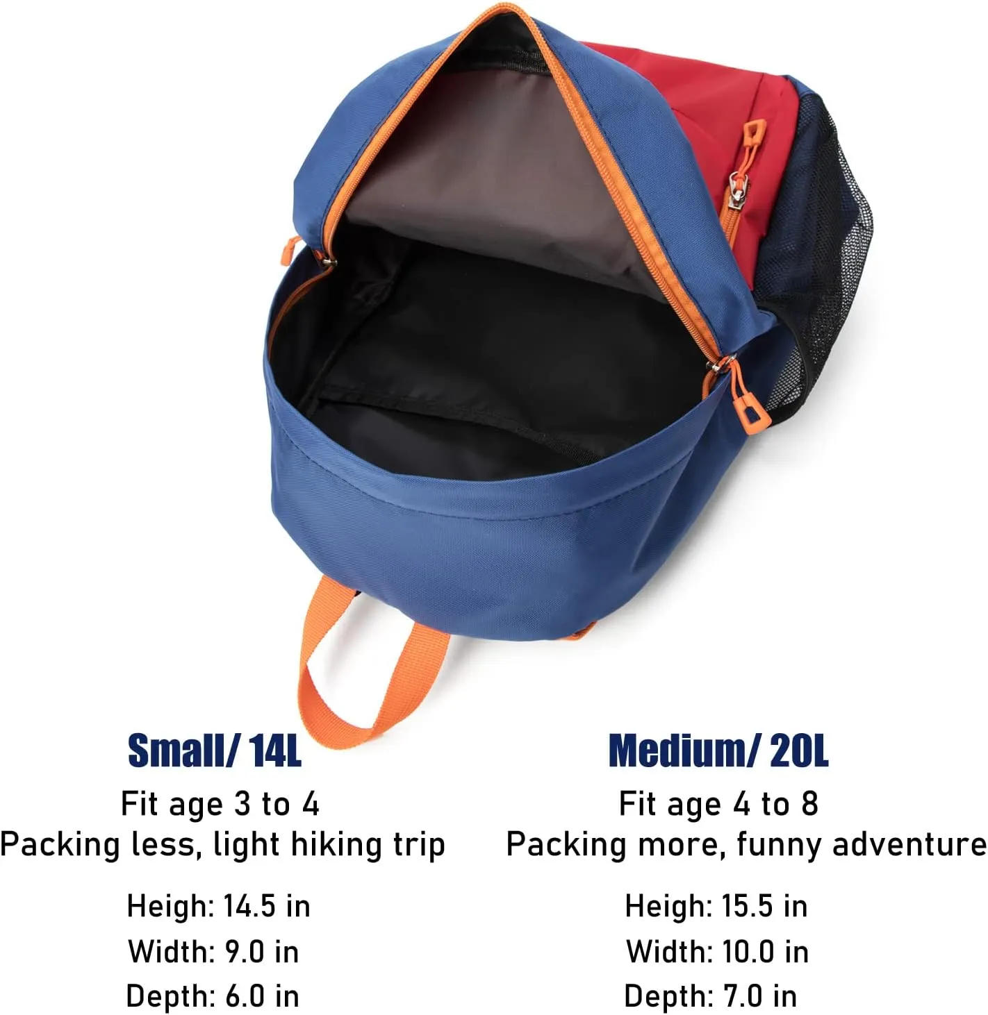 Little Kids Hiking Backpack, Toddler Backpack for Boys or Girls, Ideal for a Day Outdoor Adventures (Red, Kids - Medium)