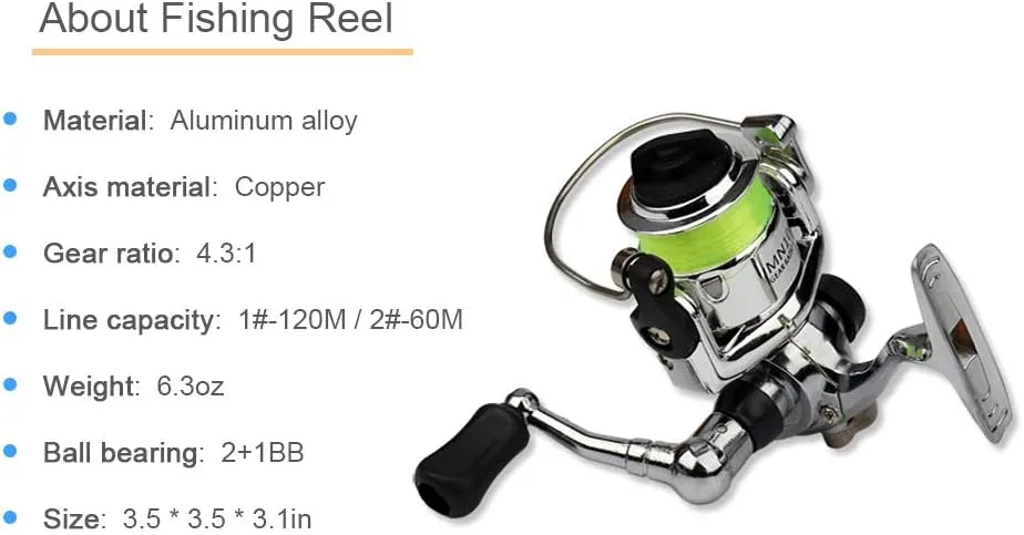 Lixada Fishing Rod Reel Combo Mini Pen Fishing Pole Kit Telescopic Fishing Rod Spinning Reel Combo Kit