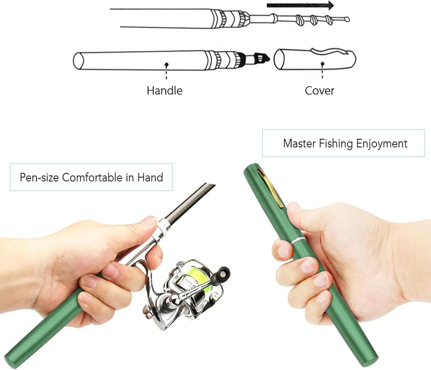 Lixada Fishing Rod Reel Combo Mini Pen Fishing Pole Kit Telescopic Fishing Rod Spinning Reel Combo Kit
