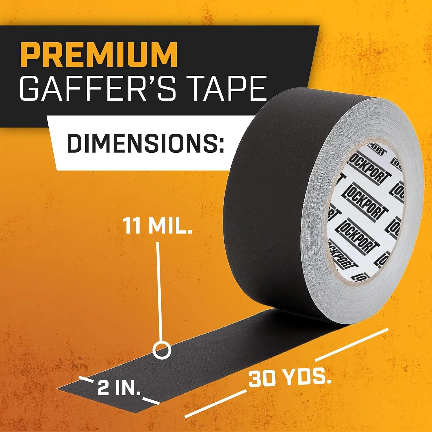 Lockport Black Gaffers Tape 2 inch x 30 Yards - 4 Pack Pro Black Gaff Tape - No Residue, Water Resistant, Non-Reflective, Easy Tear - Multipurpose