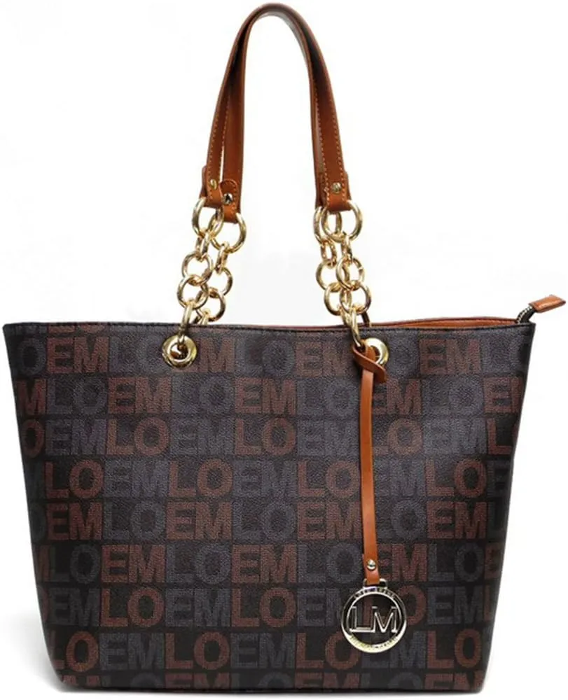 LOEM bbrown monogrammed shoulder Bag handbag tote signature Designer inspired